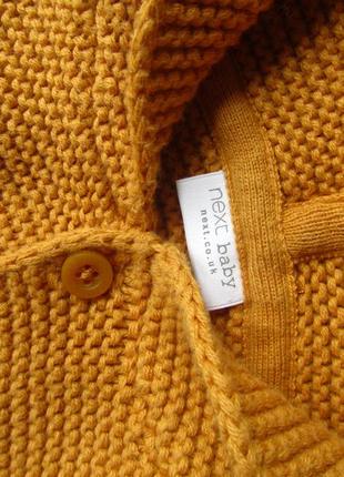 Вязаная хлопковая кофта кардиган свитер толстовка худи с капюшоном и ушками next4 фото