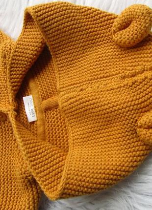 Вязаная хлопковая кофта кардиган свитер толстовка худи с капюшоном и ушками next3 фото