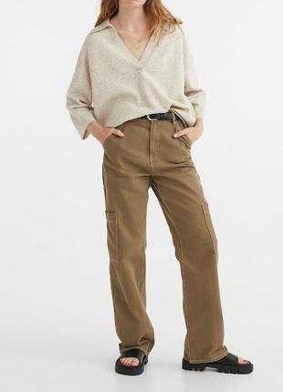 Джинсы брюки из хлопковой саржи h&m
