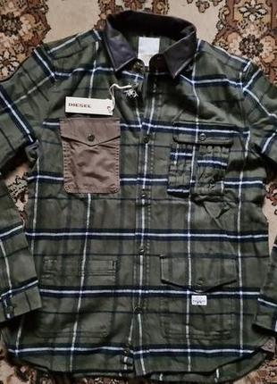 Брендовая фирменная хлопковая теплая байковая рубашка рубашка сорочка diesel,оригинал,новая с бирками.1 фото