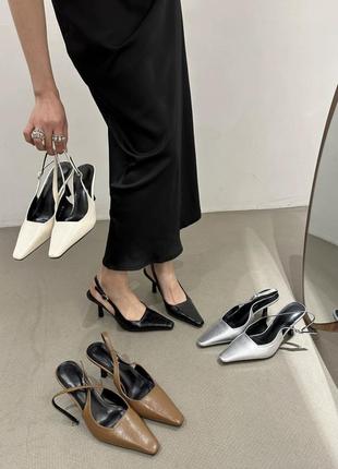 Стильні туфлі слінгбеки з натуральної шкіри