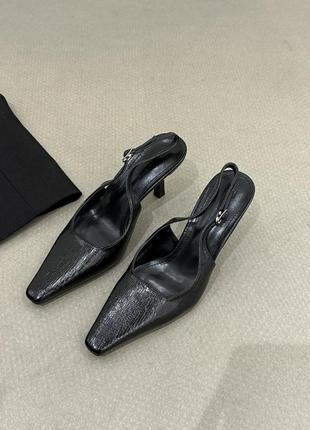 Стильні туфлі слінгбеки з натуральної шкіри