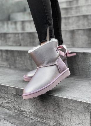 Ugg mini bailey bow gold/pink 🆕 шикарные женские угги 🆕 купить наложенный платёж4 фото