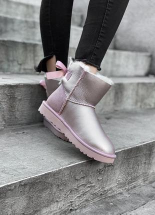 Ugg mini bailey bow gold/pink 🆕 шикарные женские угги 🆕 купить наложенный платёж1 фото