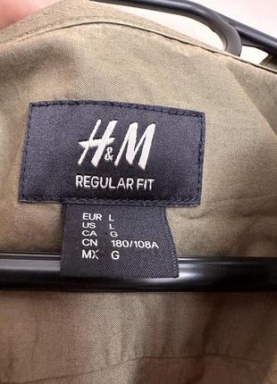 Рубашка h&amp;m хлопковая хаки6 фото