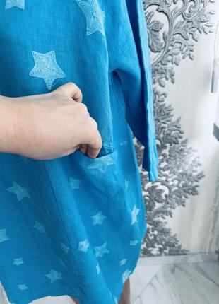 Туника блуза голубая блузка бирюзовая в звезды италия стильная модная2 фото