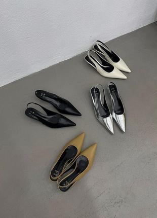 Стильные базовые туфли слингбеки из натуральной кожи5 фото