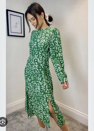 Шикарна яскрава нова сукня міді/ плаття з розрізом  💚1 фото