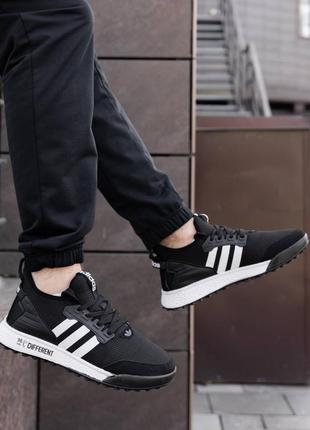 Мужские кроссовки adidas different black white6 фото