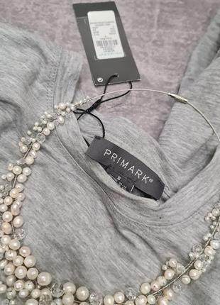 Платье платье мини удлиненная футболка подплечники серая меланж primark8 фото