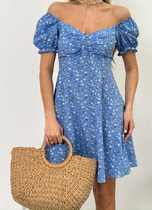 Платье мини цветочный принт в рассцветках8 фото