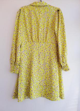 Платье женское жёлтое розовое цветочный принт4 фото
