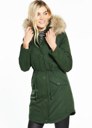 Женская куртка-парка by very, размер l (14 uk), темно-зеленый3 фото