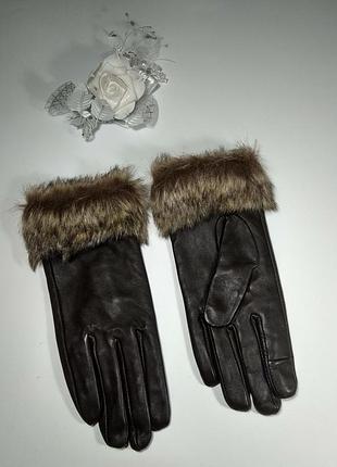 Шкіряні утеплені рукавички розмір s/m
