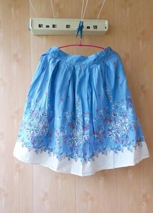 Очень легкая летняя хлопковая натуральная юбка полусолнце в принт