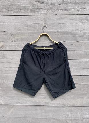 Черные мужские короткие базовые базовые льняные шорты h&m3 фото