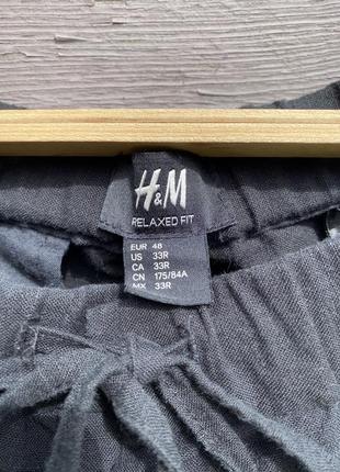 Черные мужские короткие базовые базовые льняные шорты h&m5 фото
