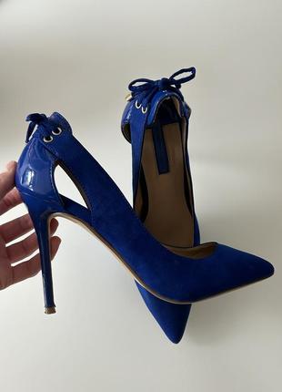 Стильні сині туфлі2 фото
