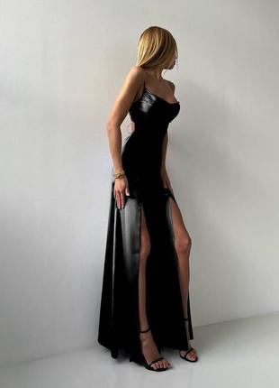 Женское платье макси с открытой спиной, с широкой длинной юбкой, с разрезом, длинное платье, софт, с цветочным принтом, без принта10 фото