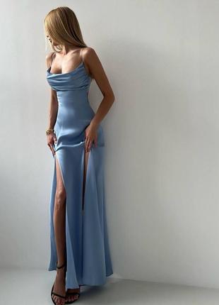 Женское платье макси с открытой спиной, с широкой длинной юбкой, с разрезом, длинное платье, софт, с цветочным принтом, без принта5 фото