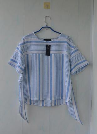 Льняная блуза в полоску  marks & spencer , лен4 фото