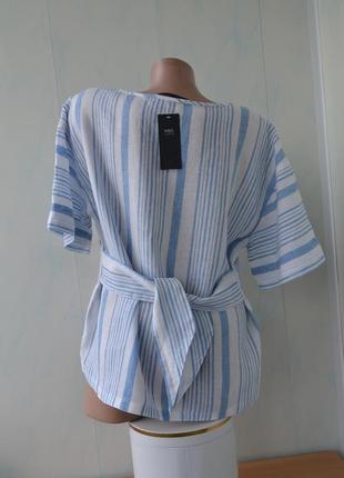 Льняна блуза в смужку marks & spencer , льон6 фото