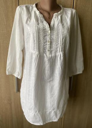 Платье-рубашка белое 60% лен 40% cotton5 фото
