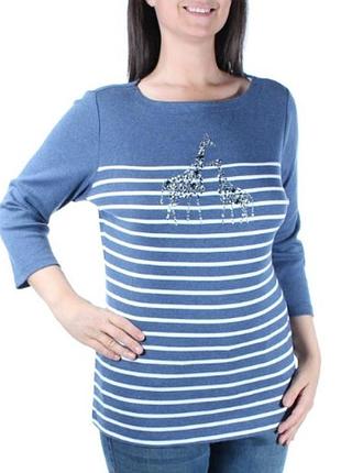 Світшот джинсового кольору рукав 7/8 з декором : l, xl
