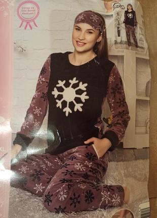 Тепла жіноча піжама s домашній костюм +носочки і пов'язка на очі