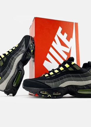 Nike air max 95 "black grey neon"3 фото