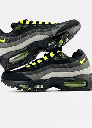 Nike air max 95 "black grey neon"4 фото