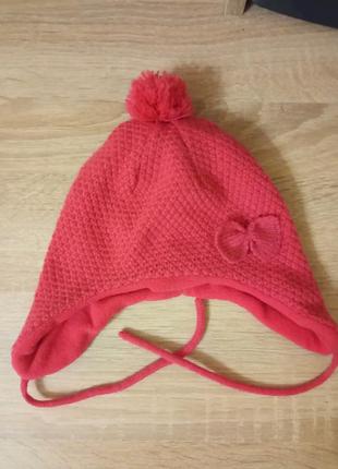Шапка для дівчинки з флісовою підкладкою