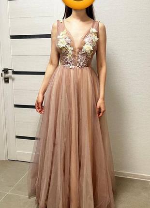 Вечірня пудрова сукня для випускного mila nova1 фото