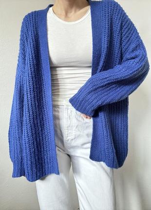 Синий кардиган оверсайз свитер электрик джемпер пуловер реглан лонгслив кофта5 фото