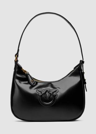 Pinko half moon bag simply black with leather buckle1 фото