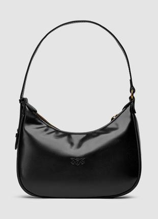 Pinko half moon bag simply black with leather buckle2 фото