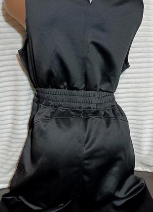 Ромпер жіночий брючний без рукава, комбінезон зі штанами чорний3 фото