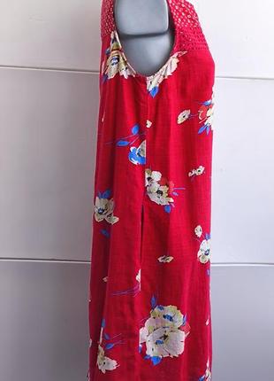 Сукня зі льоном next червоного кольору з принтом квітів2 фото
