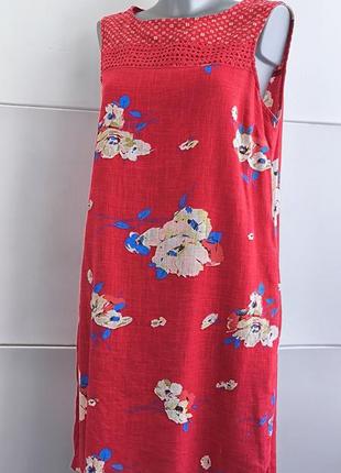 Сукня зі льоном next червоного кольору з принтом квітів5 фото