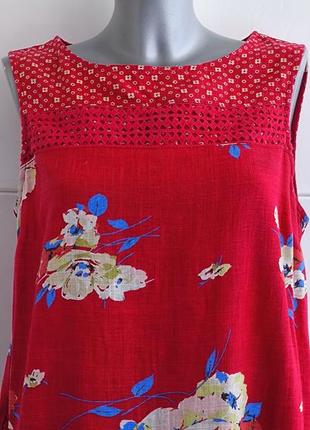 Сукня зі льоном next червоного кольору з принтом квітів9 фото