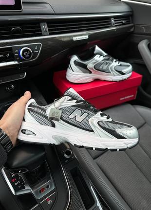 Мужские кроссовки new balance 530 white grey black silver premium