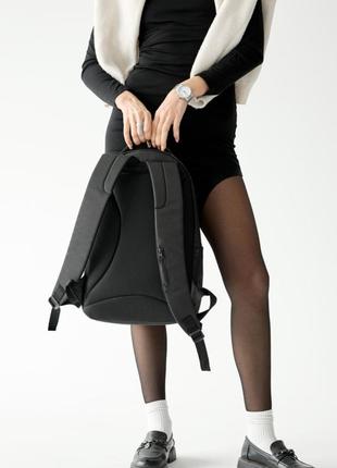 Жіночий стильний рюкзак чорний тканевий8 фото