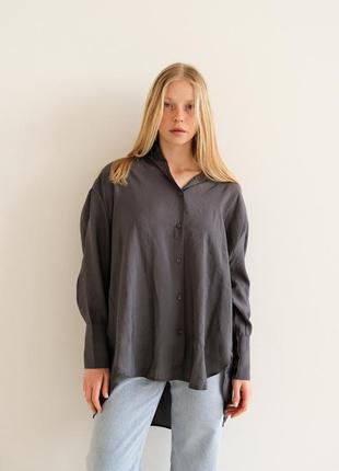 Оверсайз рубашка серого цвета, цвет графит, oversize рубашка1 фото