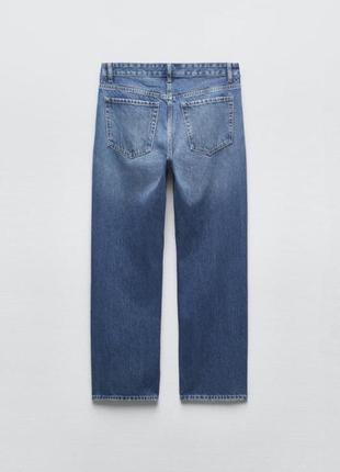 Прямі сині  джинси zara mid-rise straight loose fit розмір 423 фото
