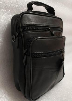 Кожаная мужская сумка портфель борсетка из натуральной мягкой кожи через плечо 3 в 14 фото