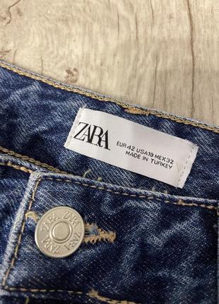 Прямі сині  джинси zara mid-rise straight loose fit розмір 429 фото