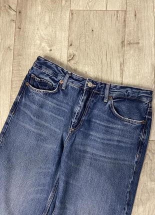 Прямі сині  джинси zara mid-rise straight loose fit розмір 426 фото