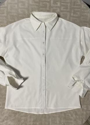 Рубашка/блуза белая с объемными рукавами8 фото