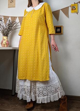 Туніка жовта бавовна східне сукня плаття s m l