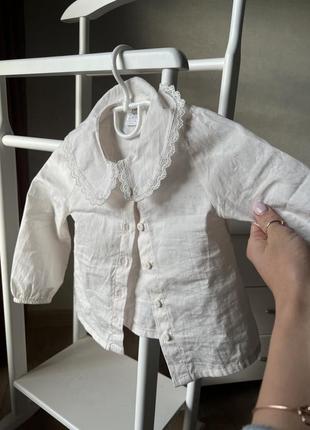 Святкова сорочка 80-86 бохо рубашка с кружевним воротником lc waikiki